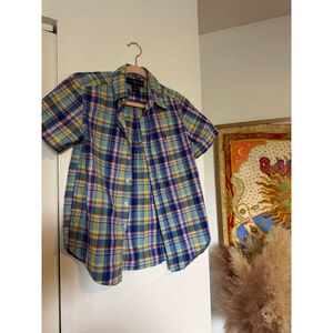 Preowned, Polo Ralph Lauren Classic Fit Multi-Color Plaid Oxford Short , boys M